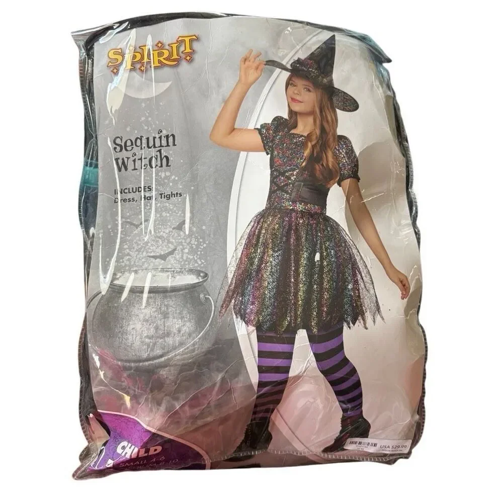 Spirit Halloween Sequin Witch Size Child Small 4-6 *New*